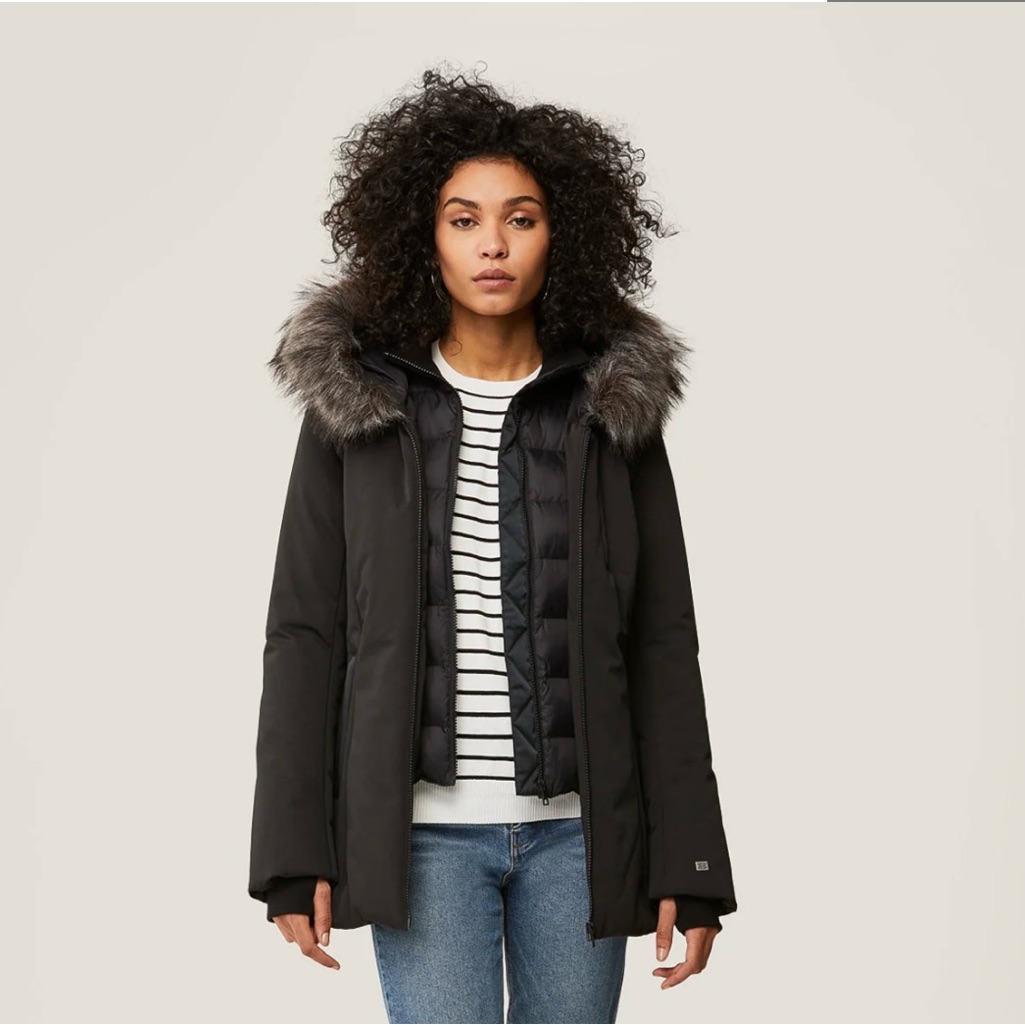 Soia & Kyo Black Puffer Jacket With Fur Trim